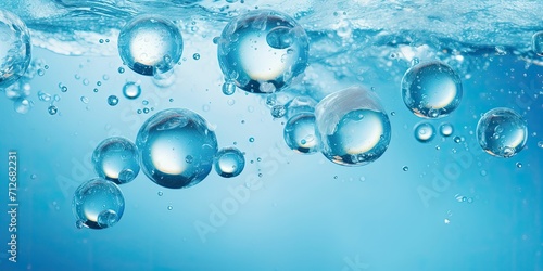 Bubbles in blue water, air bubbles in pool, background