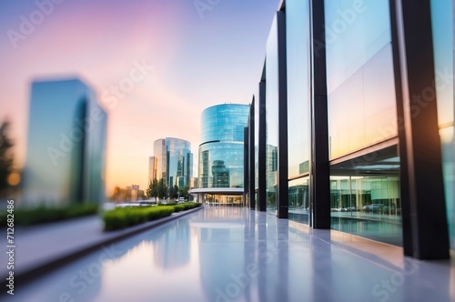 Modern company building, abstract blurred defocused background