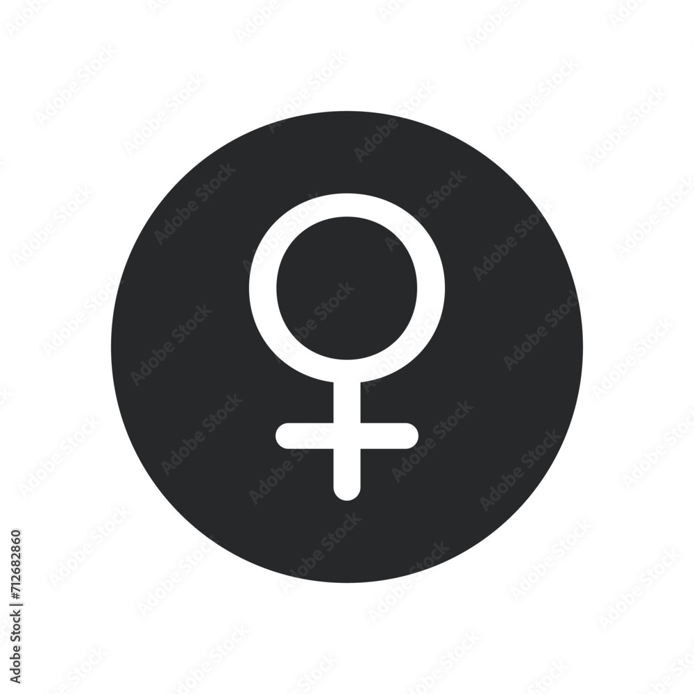 White female sign icon on black round background, flat, web, vector White female sign icon on black round background, flat, web, vector
