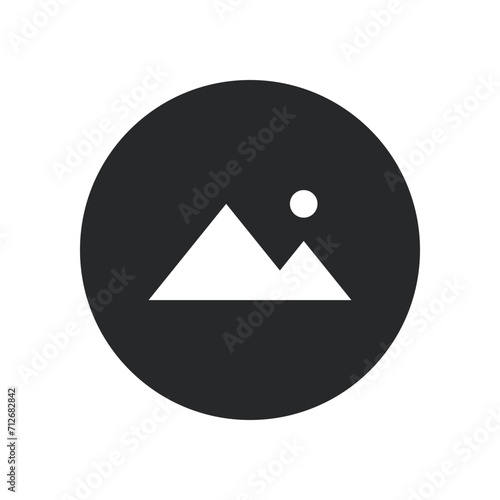 Free Download White gallery icon on black round background, flat, web, vector - GFXLoad