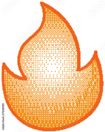 Orange pixel fire. PNG bitmap flame