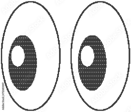 Black and White pixel eyes. PNG bitmap eyes.