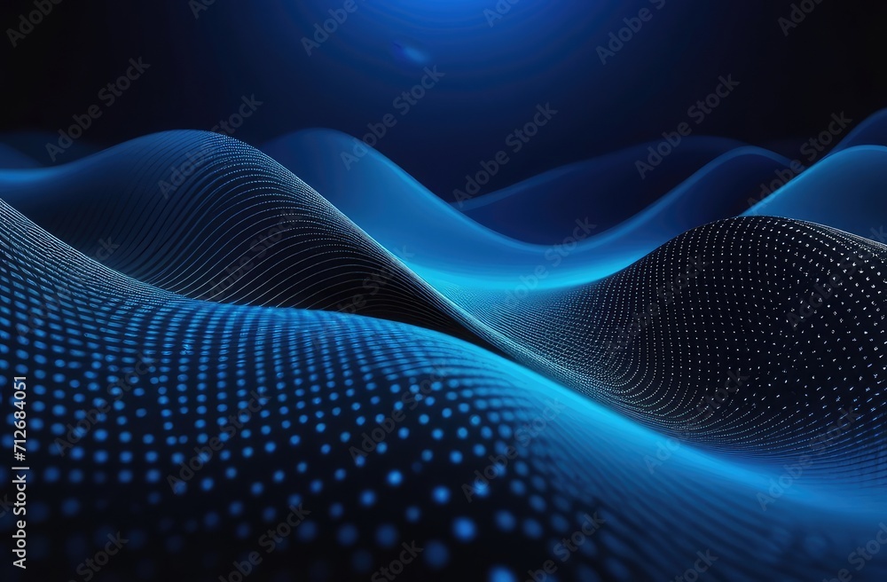 A wave of bright multicolored blue, red, and yellow particles. Visualization of sound and music. A wave of bright multicolored blue, red, and yellow particles. Visualization of sound and music.