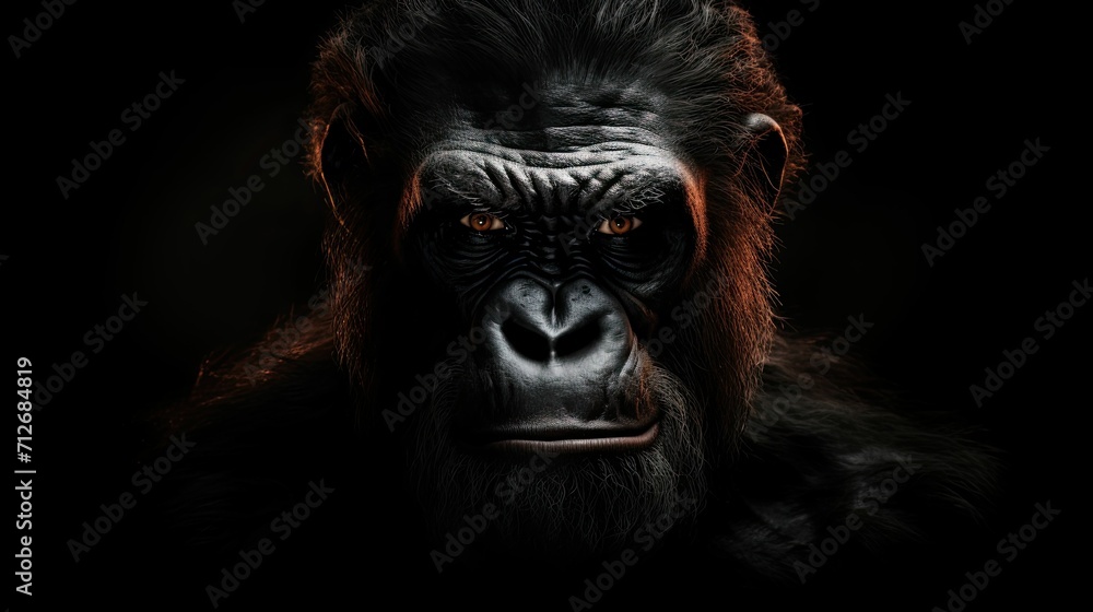 Portrait of an ape,background