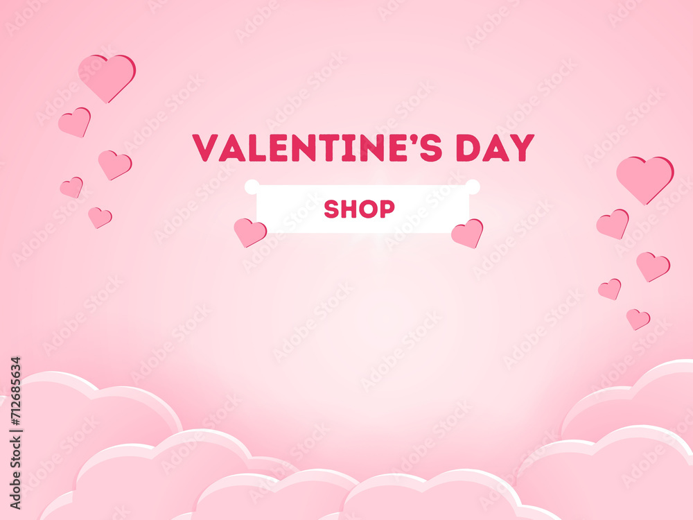 Valentines Day, advertisement background, space for products, heart balloon, red and pink rose