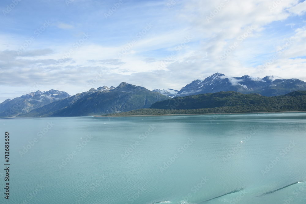 Naklejka premium Alaska, Glacier Bay National Park and Preserve, view from cruise ships, summer time