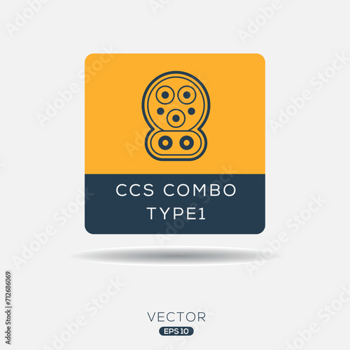 CCs COMBO TYPE1 (Combined Charging System) Icon, Vector sign.