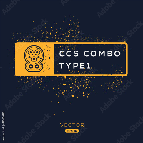 CCs COMBO TYPE1 (Combined Charging System) Icon, Vector sign.
