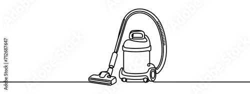 Vacuum cleaner continuous line drawing. One line art of home appliance, cleaning, apartment cleaning, smart technology, hoover.