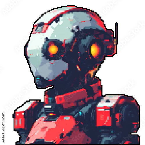 Pixel art robot character portrait for pixel art games  2D low detailed 8-bit style 