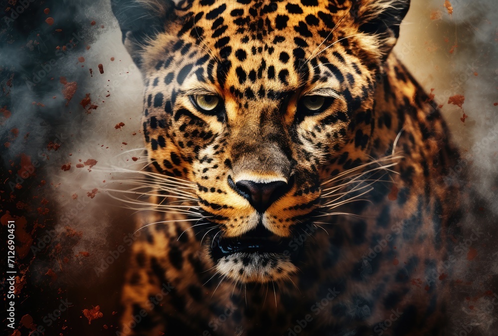 Capture the essence of a majestic jaguar against a dark backdrop. Capture the essence of a majestic jaguar against a dark backdrop.