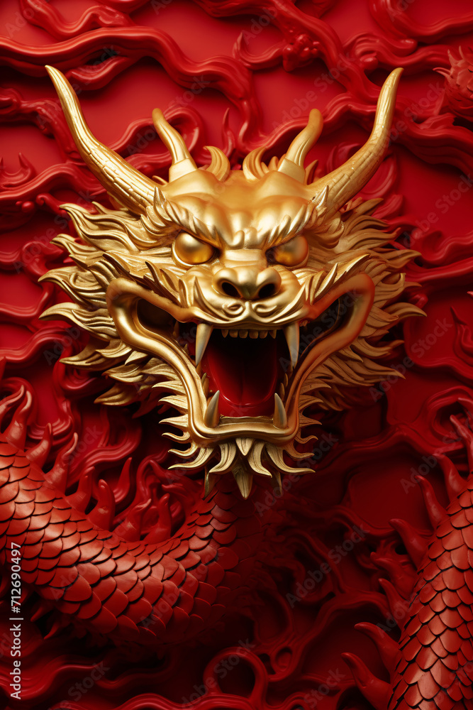 Chinese golden dragon statue