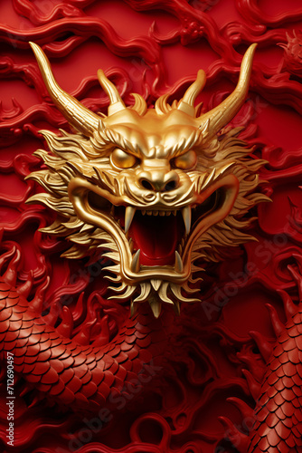 Chinese golden dragon statue