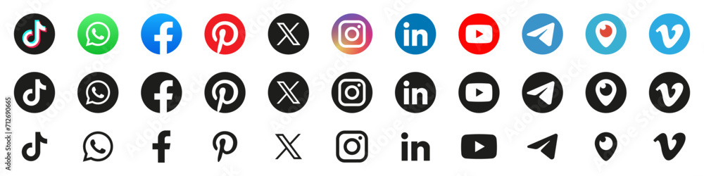 Facebook; tik tok; whatsapp; pinterest; twitter x; instagram; linkedin
