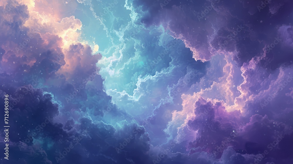 Colorful Sky Filled With Clouds and Stars Colorful Sky Filled With Clouds and Stars