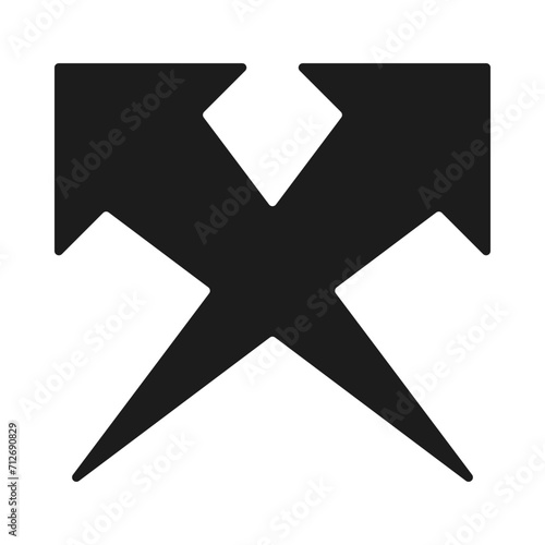 Rounded Upward Crossed Burst Arrows Icon