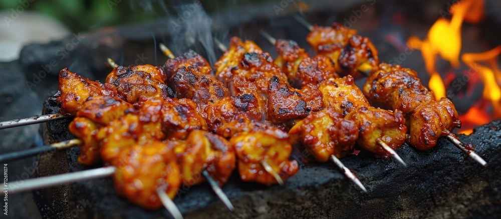 Nepalese chicken barbecue, an authentic and delicious street food.