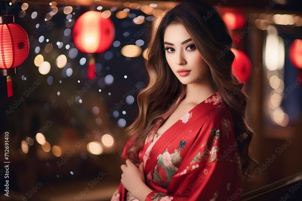 Beautiful young japanesse Asian woman wearing traditional kimono dress Beautiful young japanesse Asian woman wearing traditional kimono dress