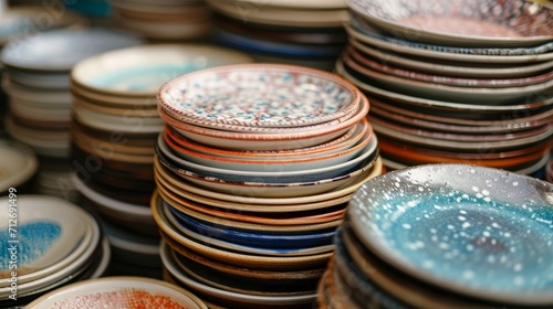 background of plates close up 