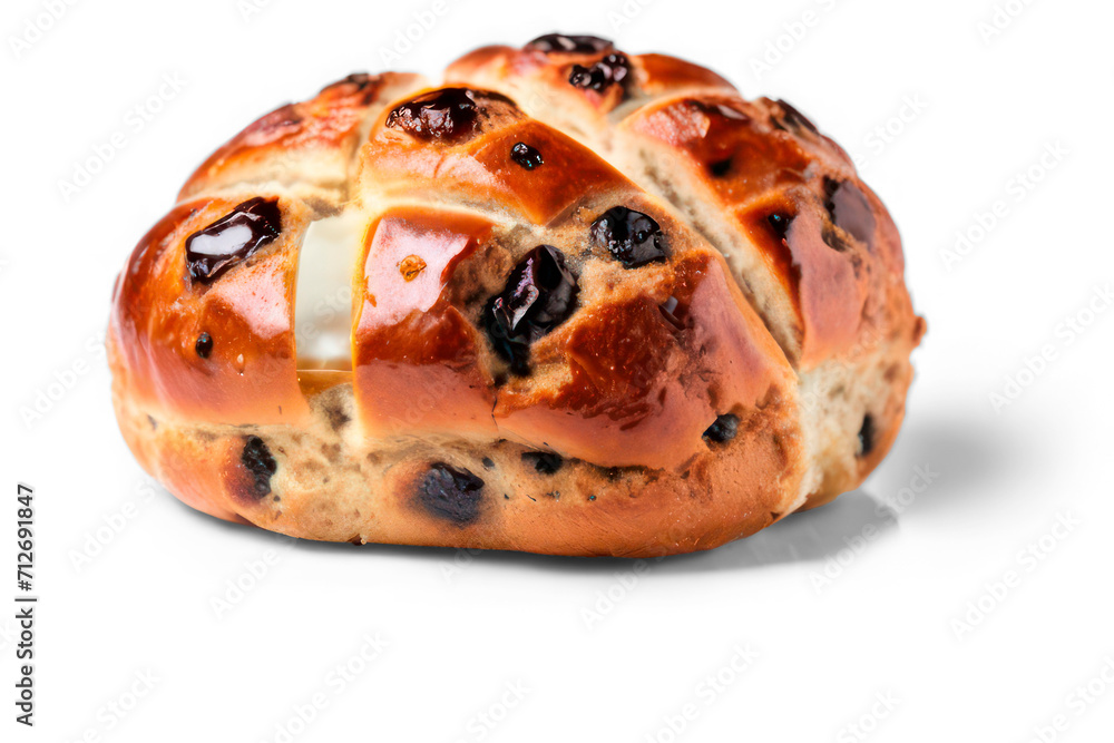 Easter hot cross bun  isolated on transparent background, png file