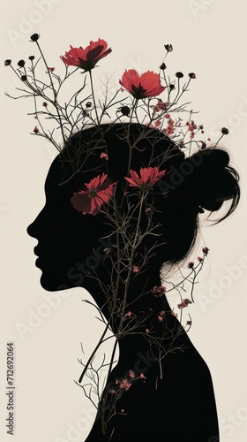 Silhouette of Woman With Flowers in Her