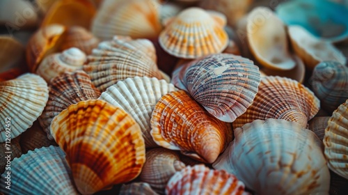 Close up of a pile of seashells    