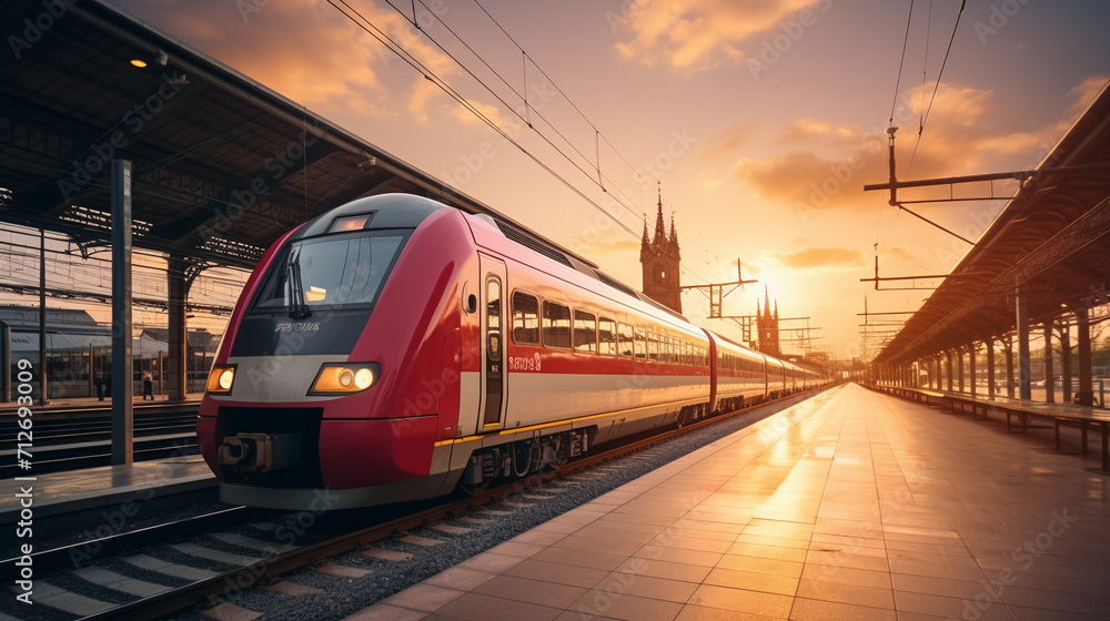 High speed passenger train, AI Generative. High speed passenger train, AI Generative.
