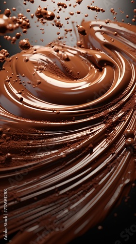 Chocolate liquid splash with cocoa powder