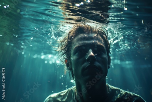 Portrait of a man underwater