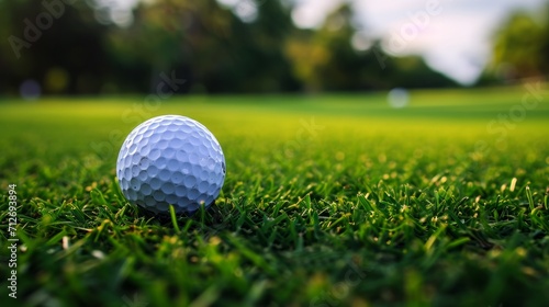 golf ball on green grass close up 