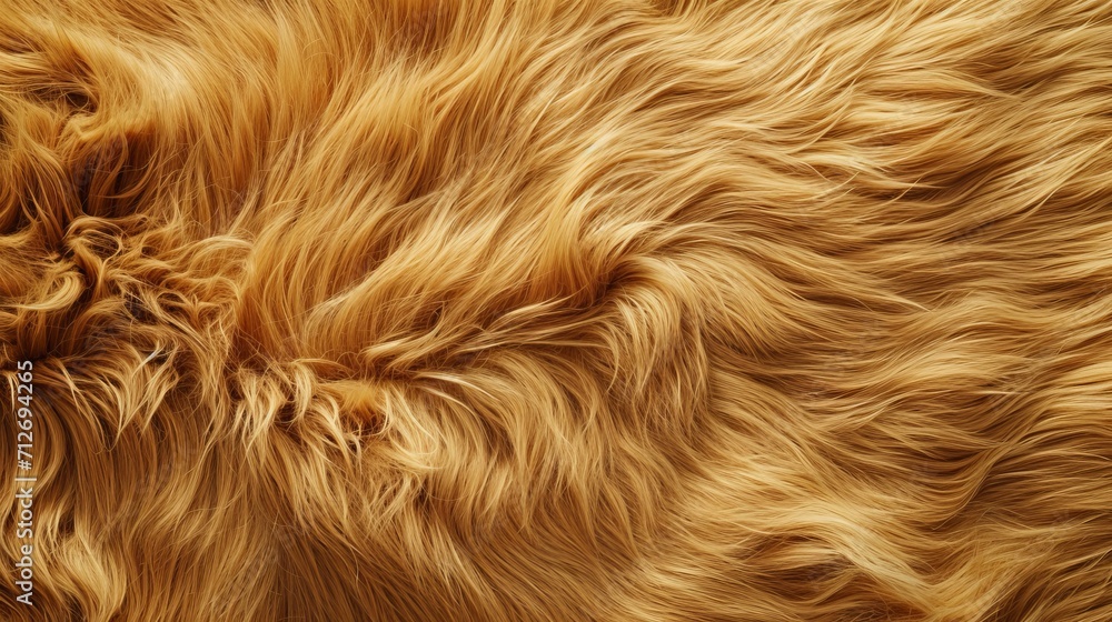 Lion wool wildlife animal soft fur and long hair texture background golden brown color for fashion coat  - obrazy, fototapety, plakaty 