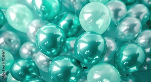 a background full of green and blue balloons