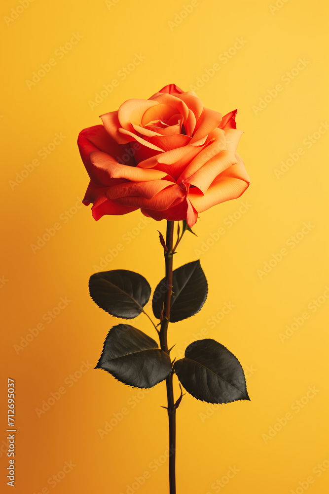 Fototapeta premium Red beautiful yellow on black background