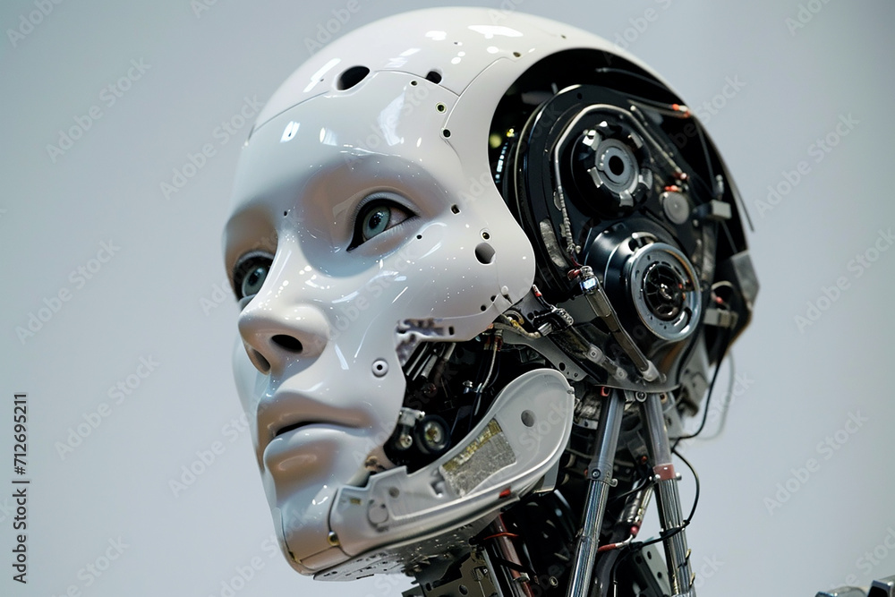 robot android woman, humanoid robot face close-up, futuristic, modern, future digital technology AI, artificial intelligence concept robot android woman, humanoid robot face close-up, futuristic, modern, future digital technology AI, artificial intelligence concept