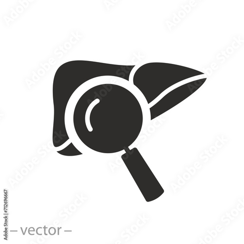 digestive organ examination icon, liver diagnosis, flat symbol on white background - vector illustration