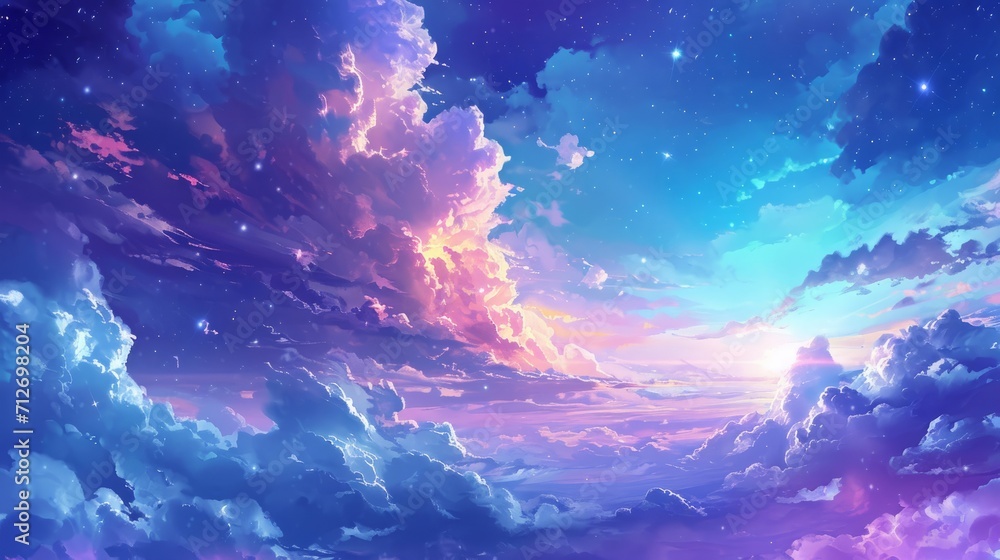 Majestic View of Clouds and Stars Illuminating Majestic View of Clouds and Stars Illuminating