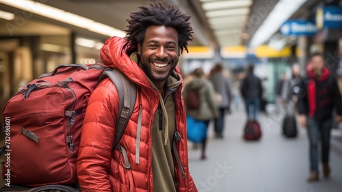 Smiling African American Traveler Ready for Adventure