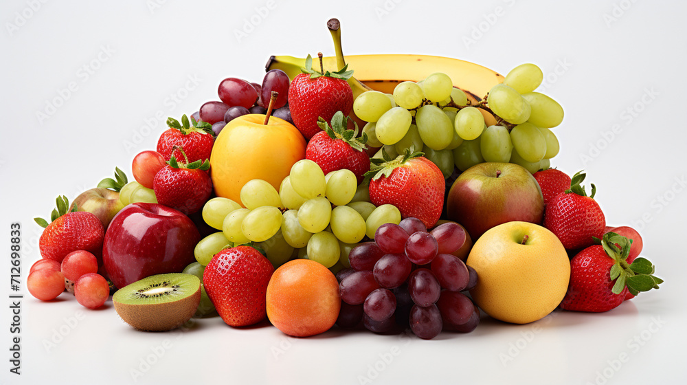 Assortment of fresh exotic fruits as background, top view , Generate AI