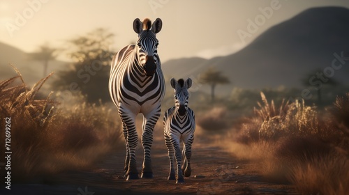  Mother Zebra and Her Youngster  A Tender Moment in the Wild   