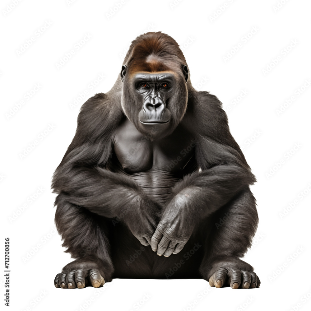 Majestic Gorilla isolated on transparent and white background. Generative ai Majestic Gorilla isolated on transparent and white background. Generative ai