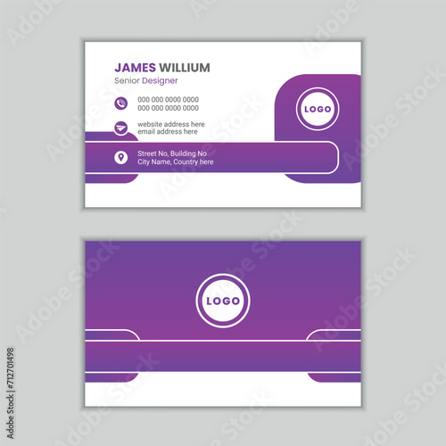 Sleek double sided creative corporate business card design template with editable content.