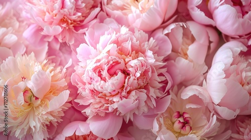 blooming peonies, forming a lush and romantic floral background generative ai © Kelly