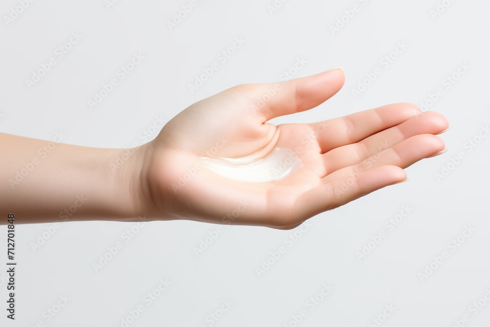 Woman's hand with cream isolated on white background Woman's hand with cream isolated on white background