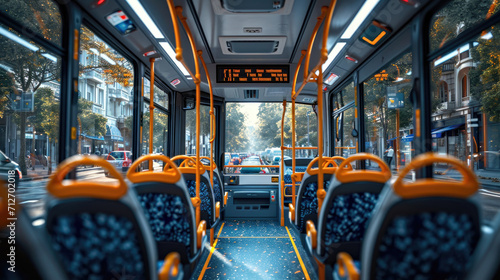 A view of the inside of a public transit bus photo