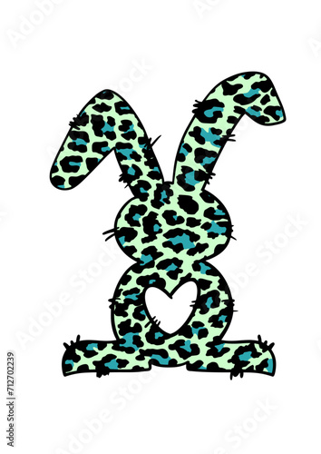 Green bunny with leopard print