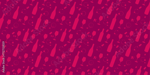 Seamless pattern of wine symbols. Background for textile, web backgrounds, banners and wine designs. Vector drawings