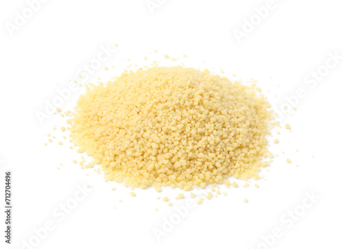 Pile of raw couscous isolated on white