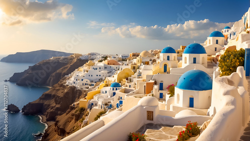 Beautiful Oia town in Greece background