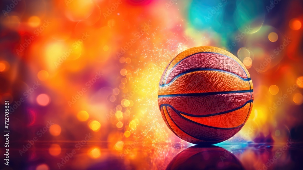 Basketball ball in vibrant colors background