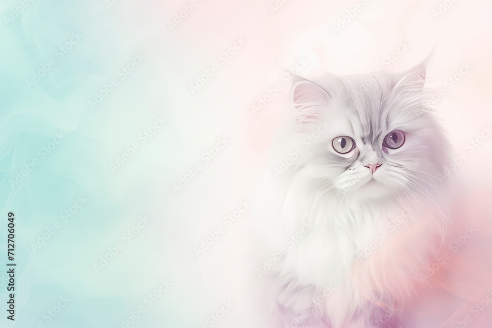 White Cat With Blue Eyes on Blurry Background - Clear and Simple Cat Photo, copy space White Cat With Blue Eyes on Blurry Background - Clear and Simple Cat Photo, copy space